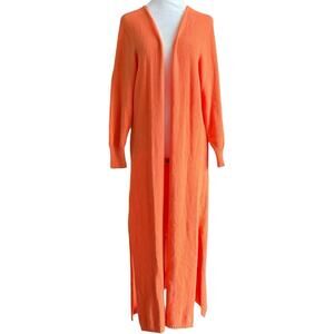 NWT Jaki London Knit Maxi Open Cardigan Duster Sweater Burnt Orange S/M